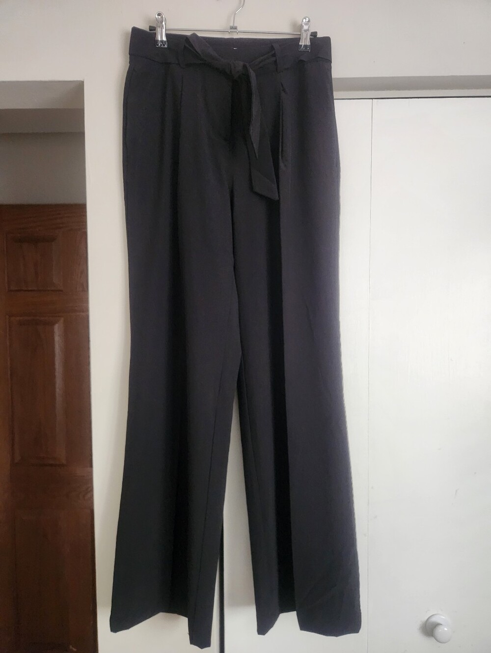 Calvin Klein Black Wide-Leg Tie-Waist Pants 4